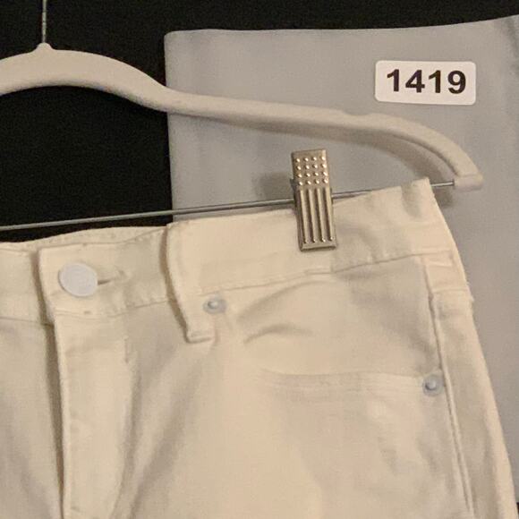 Express Womens Distressed White Skinny Jeans Stretch Mid Rise Ankle Y2K Size 0 - Picture 9 of 9